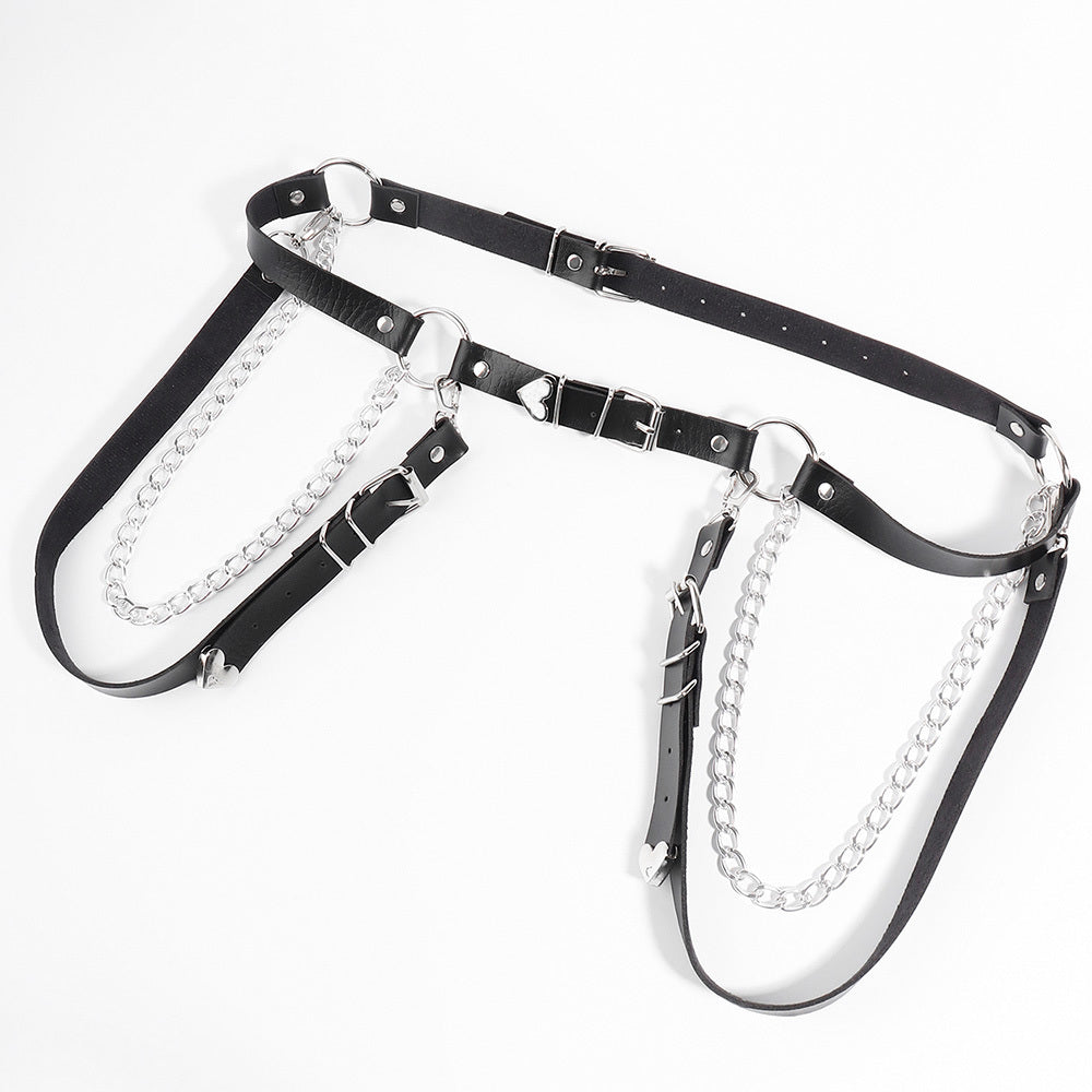 Punk Darkwind Women's Belt Leather Functional Chain Love Belt Sexy Uniform Suspenders Harness Accessories