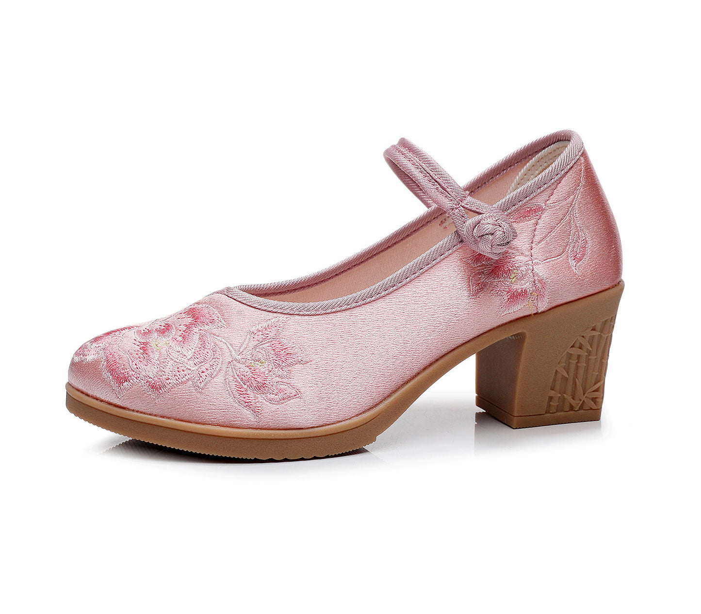 Shallow Mouth Plain Color Matching Horse-face Skirt High Heel Embroidered Shoes