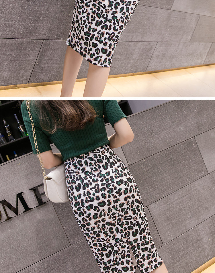 High Waist Floral Hip Skirt Midi Printed One-step