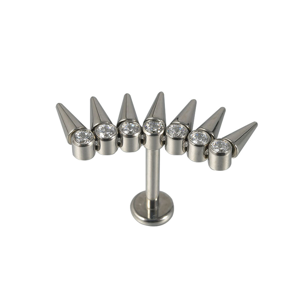 G23 Titanium Personality Seven Zircon Sharp Cone Lip Ring Internal Thread Eyelash Ear Studs