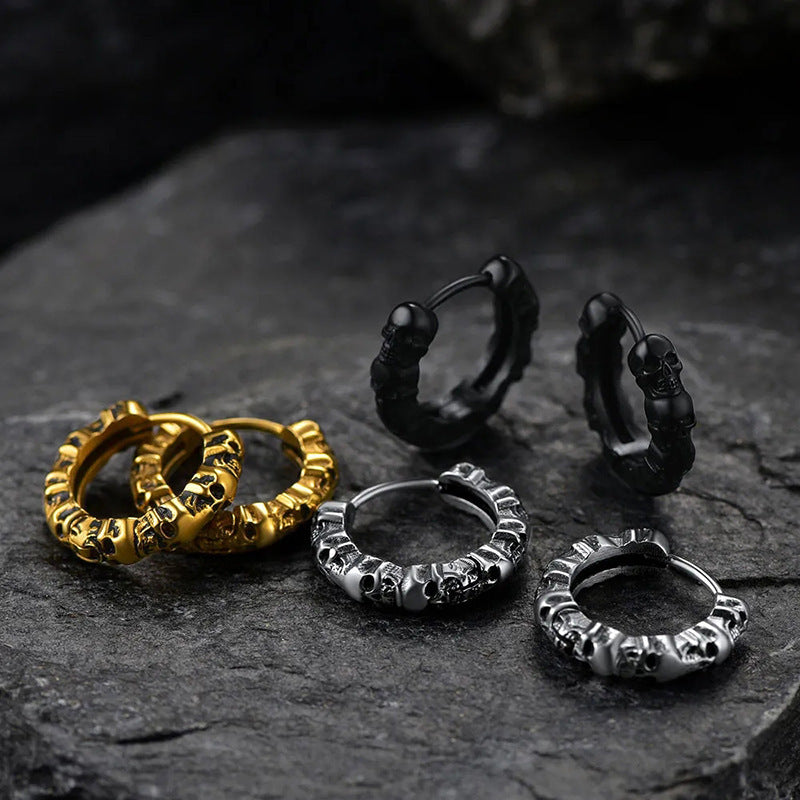 American Earrings Skull Vintage Texture Earrings