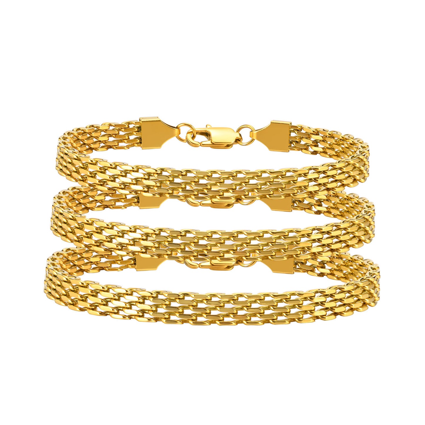 European And American Style Titanium Steel Mesh Woven Bracelet Simple Metal Chain 18K Gold