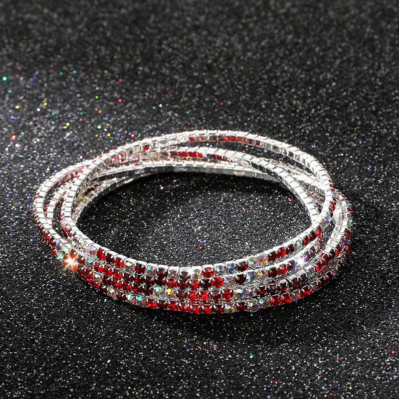 Diamond-embedded Stretch Bracelet 2mm Single Row Color