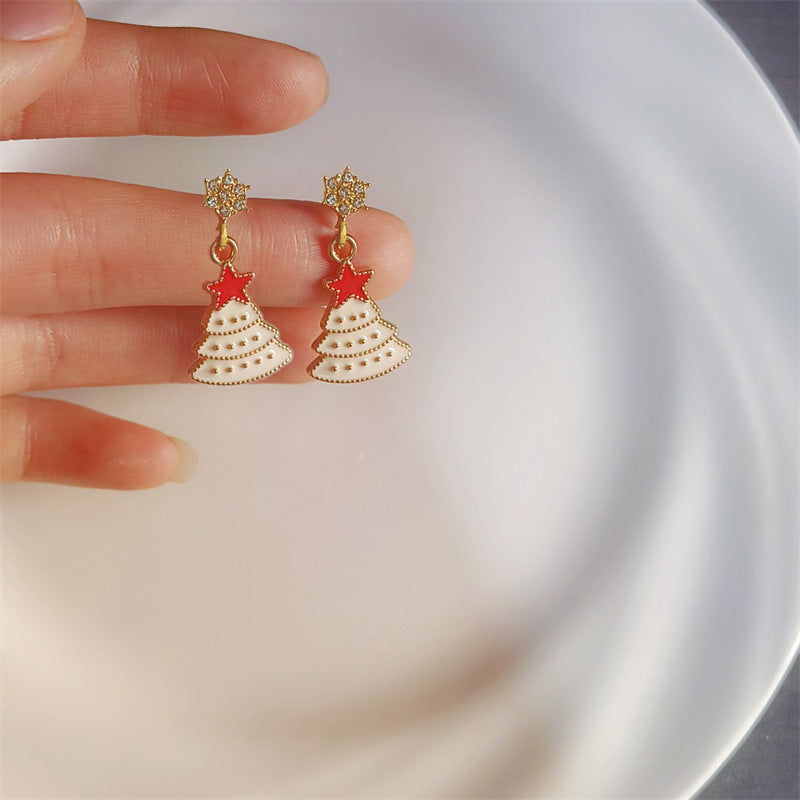 Christmas Tree Earrings Small Fashion Diamond Women's