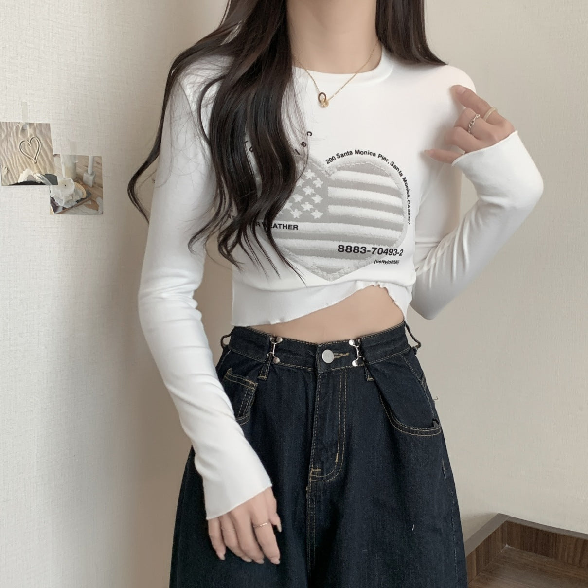 Dralon Warm Printing Long Sleeve Women's Spring And Summer Inner Wear - Chic Angle