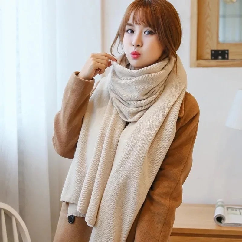 Scarf Female Winter Korean Version Of Knitted Wool Cashmere Scarf Shawl Men And Women Solid Color Wild Collar