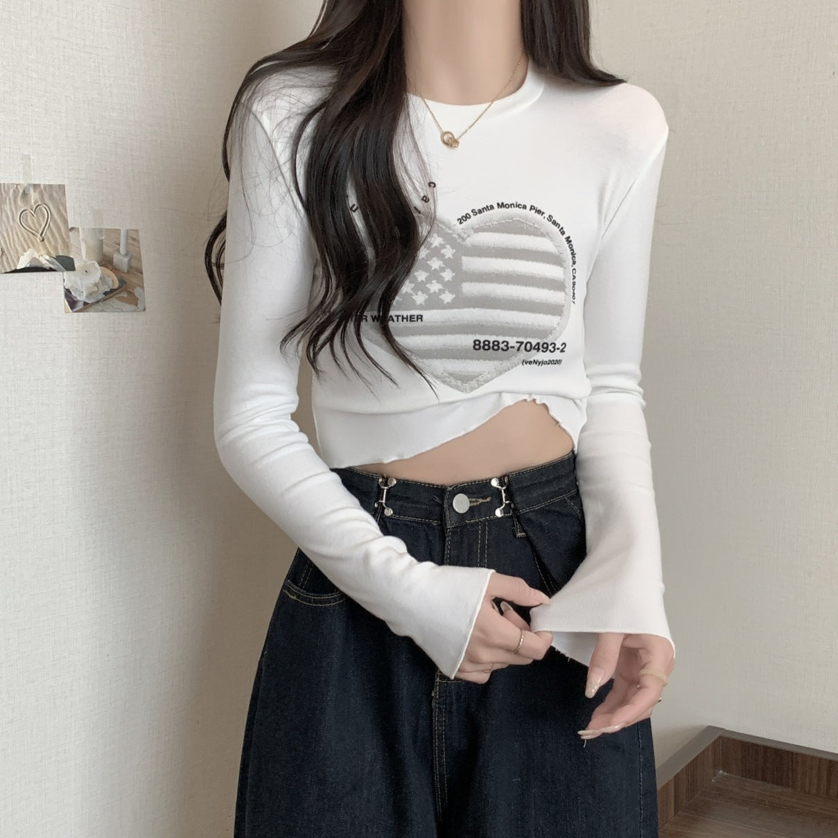 Dralon Warm Printing Long Sleeve Women's Spring And Summer Inner Wear - Chic Angle