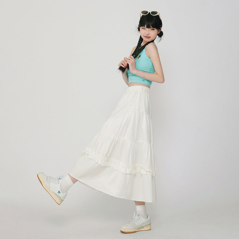 Vintage Cake A- Line Skirt Draping Casual Long Skirt