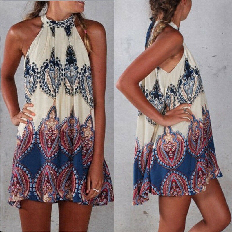 European and American print dress