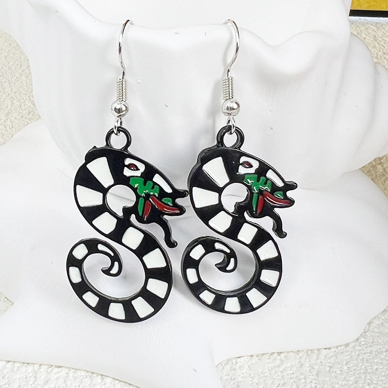 Zodiac Ornament Exaggerated Dripping Dragon Earrings