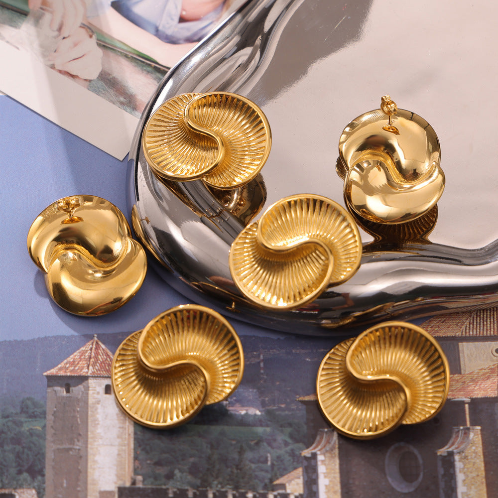 Elegant Earrings Water Drop Shape Texture Spiral