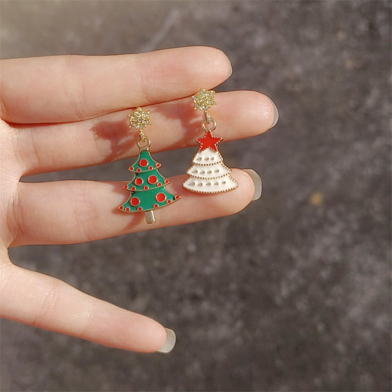 Christmas Tree Earrings Small Fashion Diamond Women's