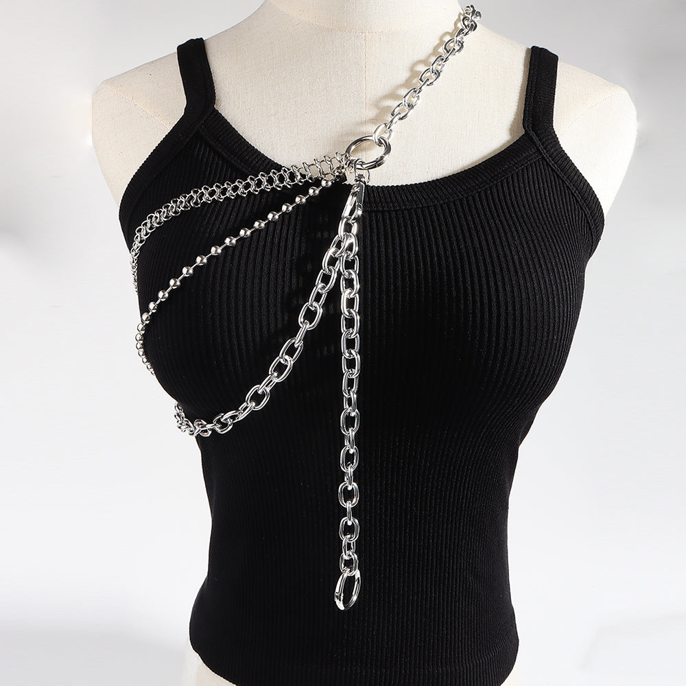 Men's And Women's Personality Fashion Multi-layer Metal Punk Waist Chain All-in-one Detachable Strap Dual-use Body Chain Hip Hop Chic Cool Chain