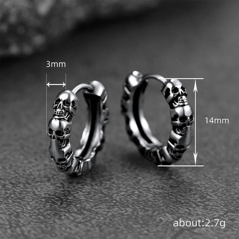 American Earrings Skull Vintage Texture Earrings