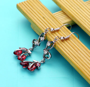 Long Tassel Cherry Love Red Zircon Earrings