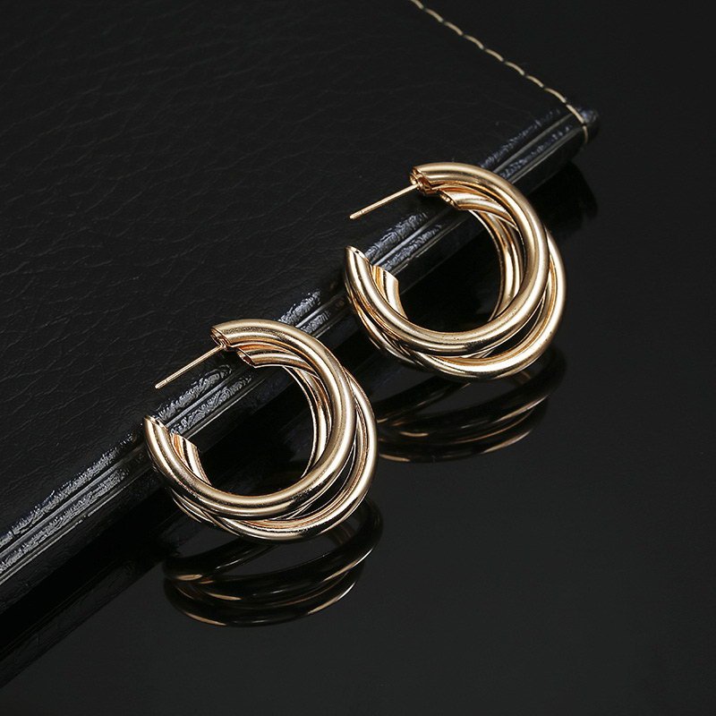 New Style Earrings Personality Cold Wind Metal Ring Ear Buckle Earrings Female C-shaped Earrings Earrings