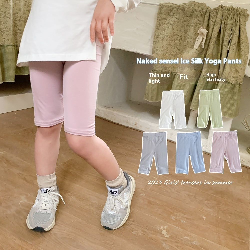 Thin Girls' Shorts Ice Silk Safety Pants Children