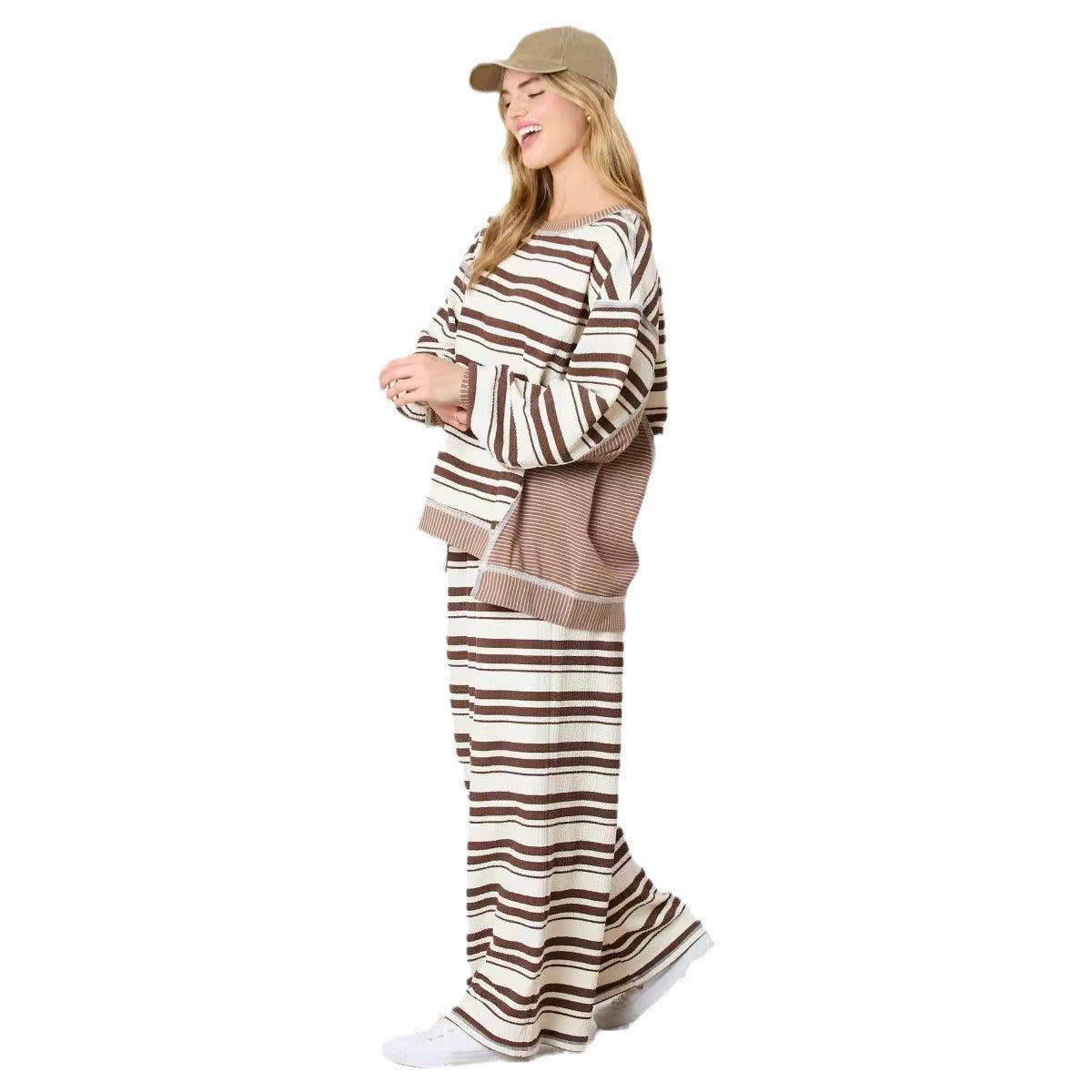 Striped Long-sleeved Trousers Casual Loose Two-piece Suit