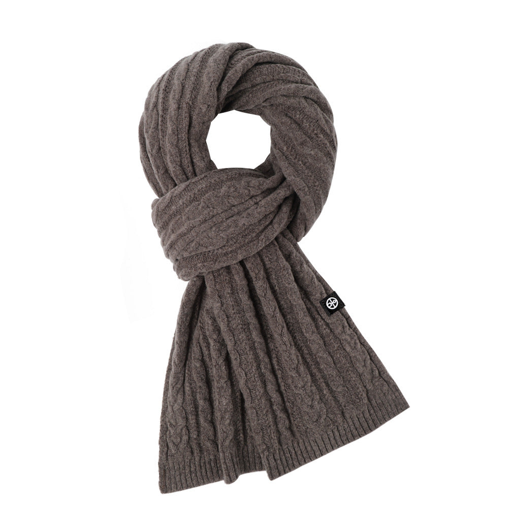 Solid Color Scarf For Women Winter Warm Fashion Versatile Shawl Korean Style Sweet Knitted Woolen Long Scarf