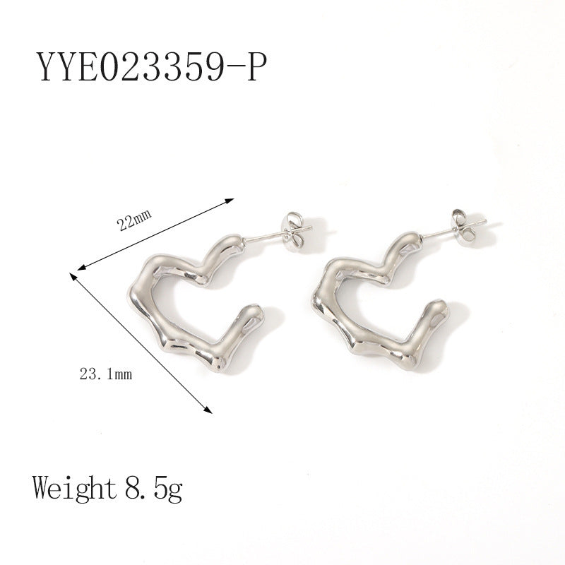 Stainless Steel Heart-shaped Earrings Titanium Steel Earrings
