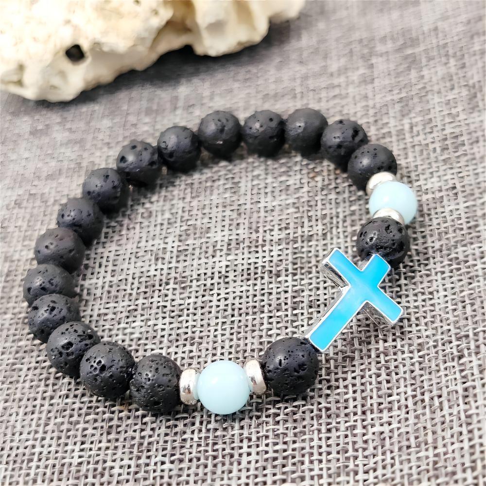 Volcanic Rock Luminous Vintage Bracelet Luminous Cross Bead Bracelet