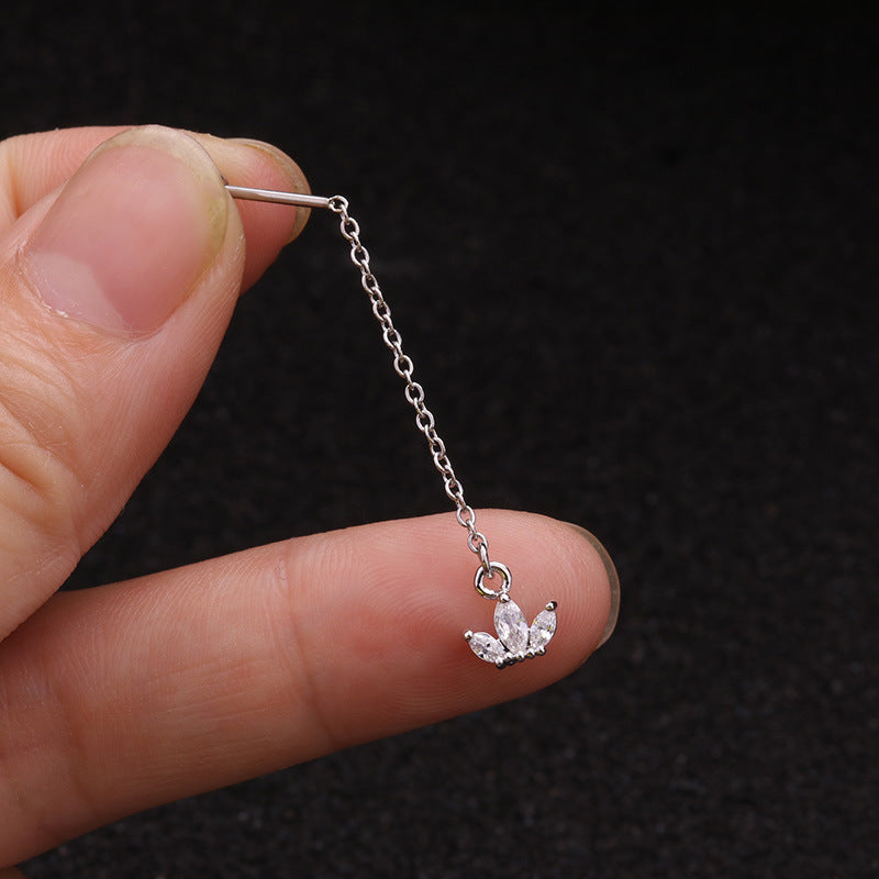 Creative Pendant Earrings Pentagram Zircon Stainless Steel