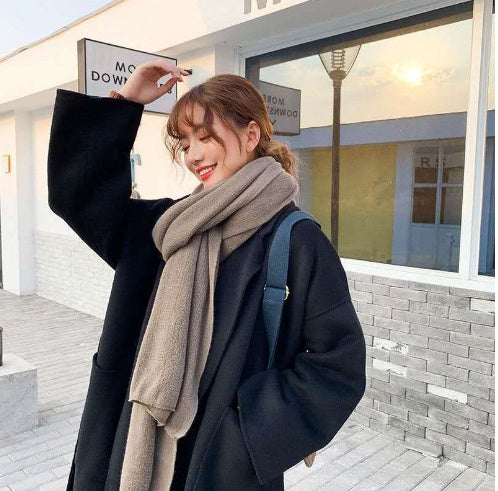 Pure Color Knitted Wool Scarf Women Autumn And Winter