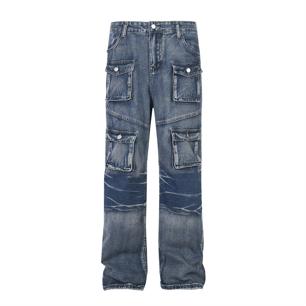 Punk High Street Fashion Design Sense Niche Tie-dye Loose Straight Trousers Men And Women