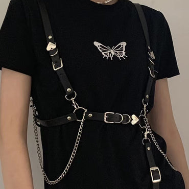 Punk Darkwind Women's Belt Leather Functional Chain Love Belt Sexy Uniform Suspenders Harness Accessories