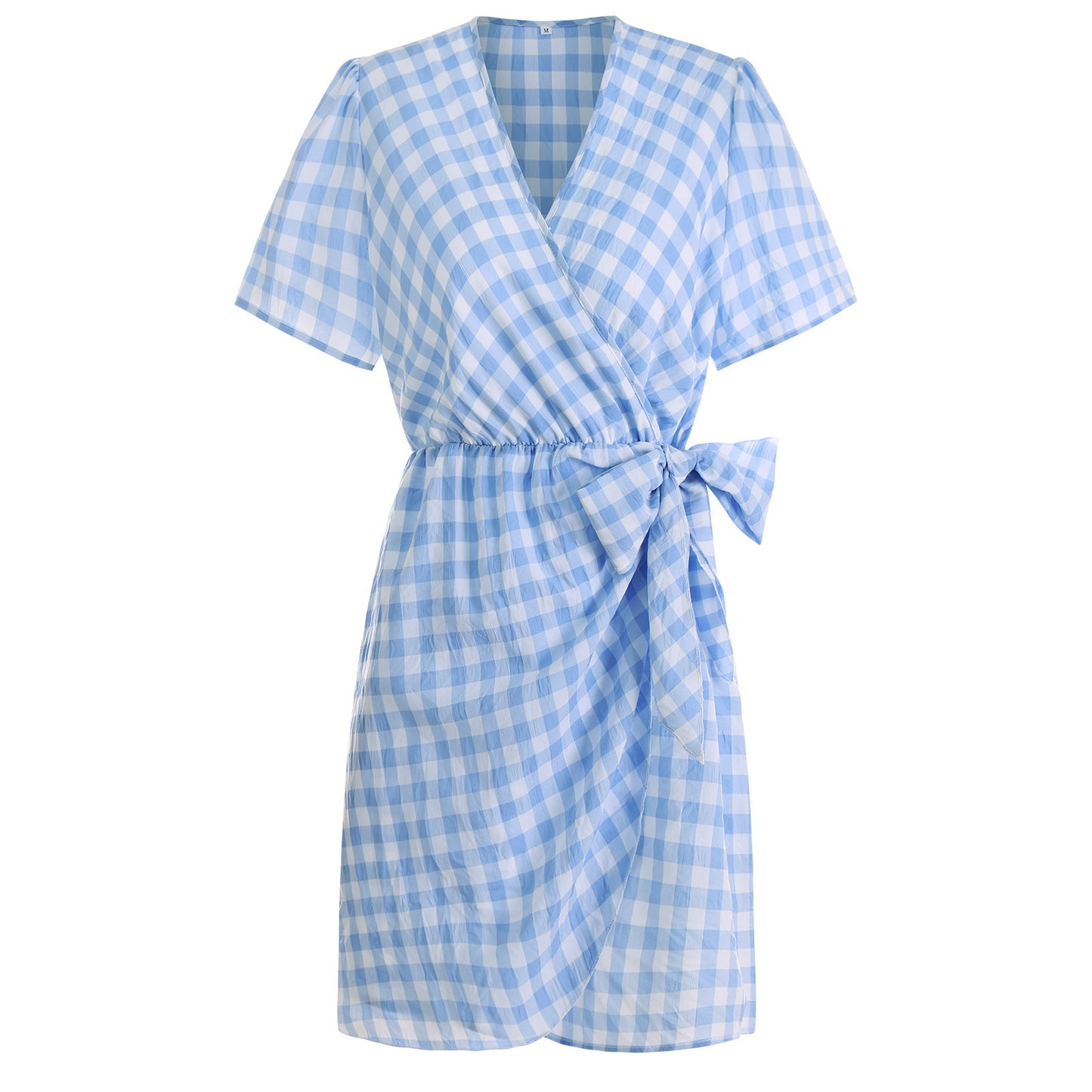 New Plaid Women's Fashion Bow V-neck Dress