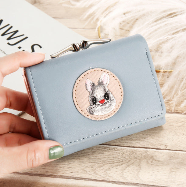 Short Women's Small Clip Bag Solid Color Cute Women's Coin Purse