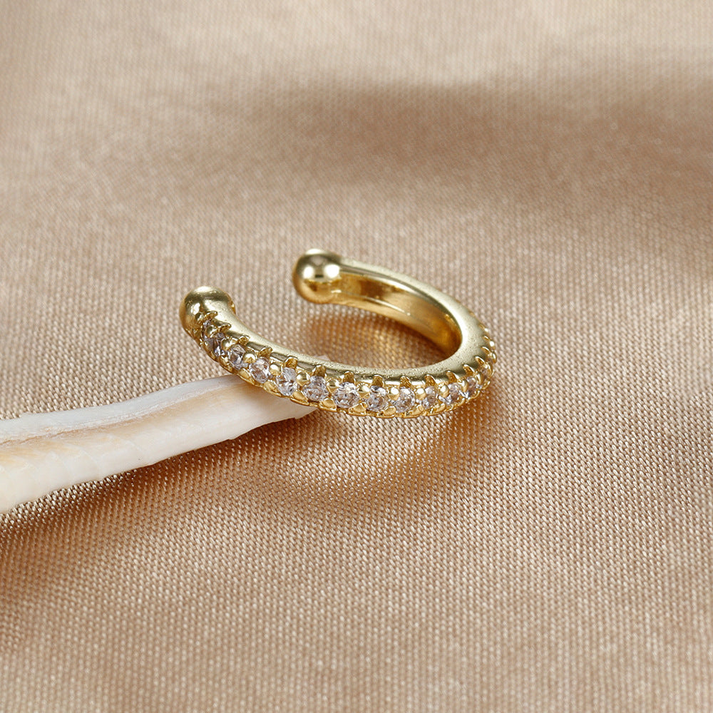 Simple Rhinestone-sensitive Alloy Double-layer Ear Clip