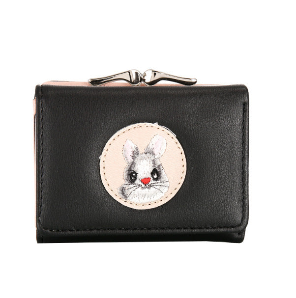 Short Women's Small Clip Bag Solid Color Cute Women's Coin Purse