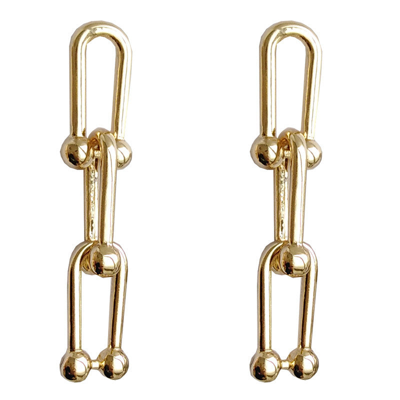 Small U-shaped Cold Wind Chain Earrings
