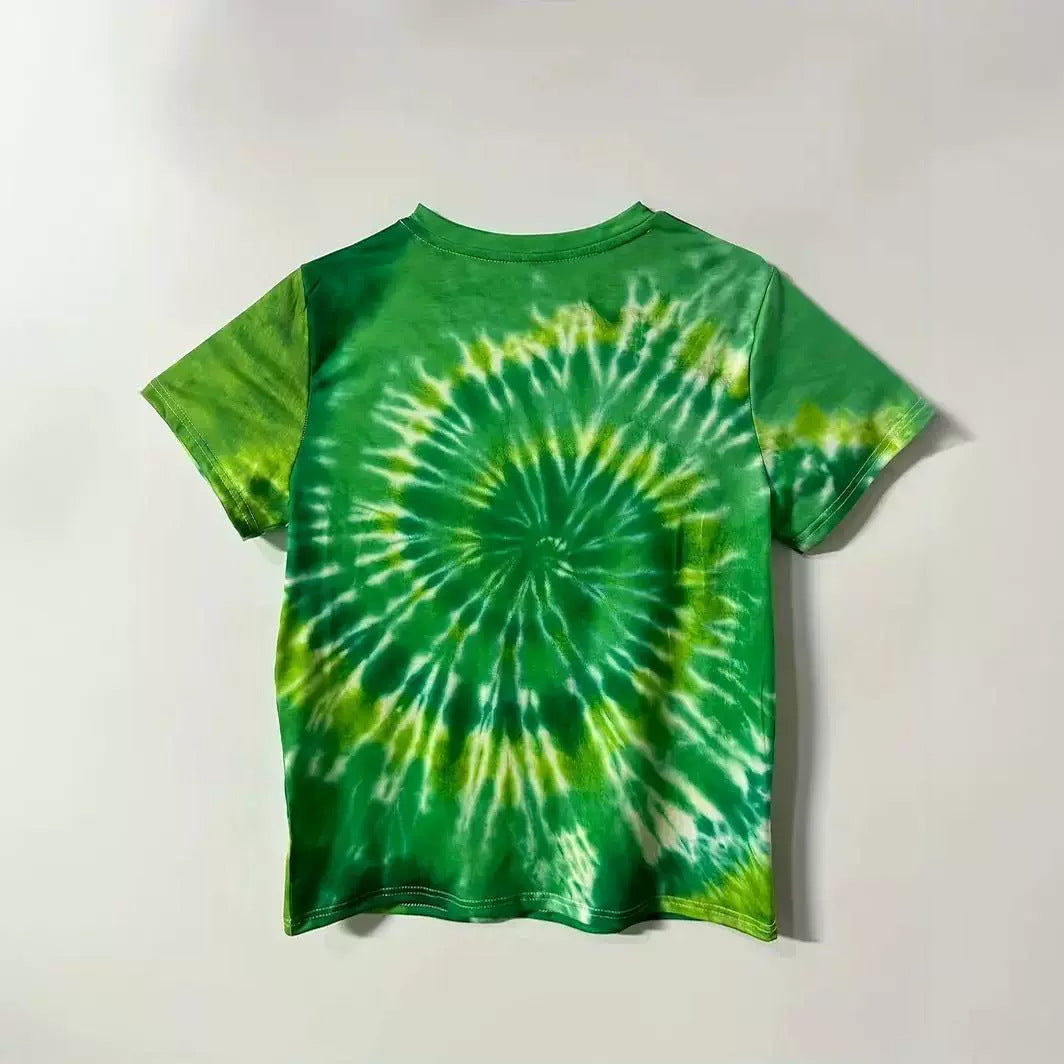 Spring And Summer Tie-dye Casual Round Neck Short Sleeves - Chic Angle