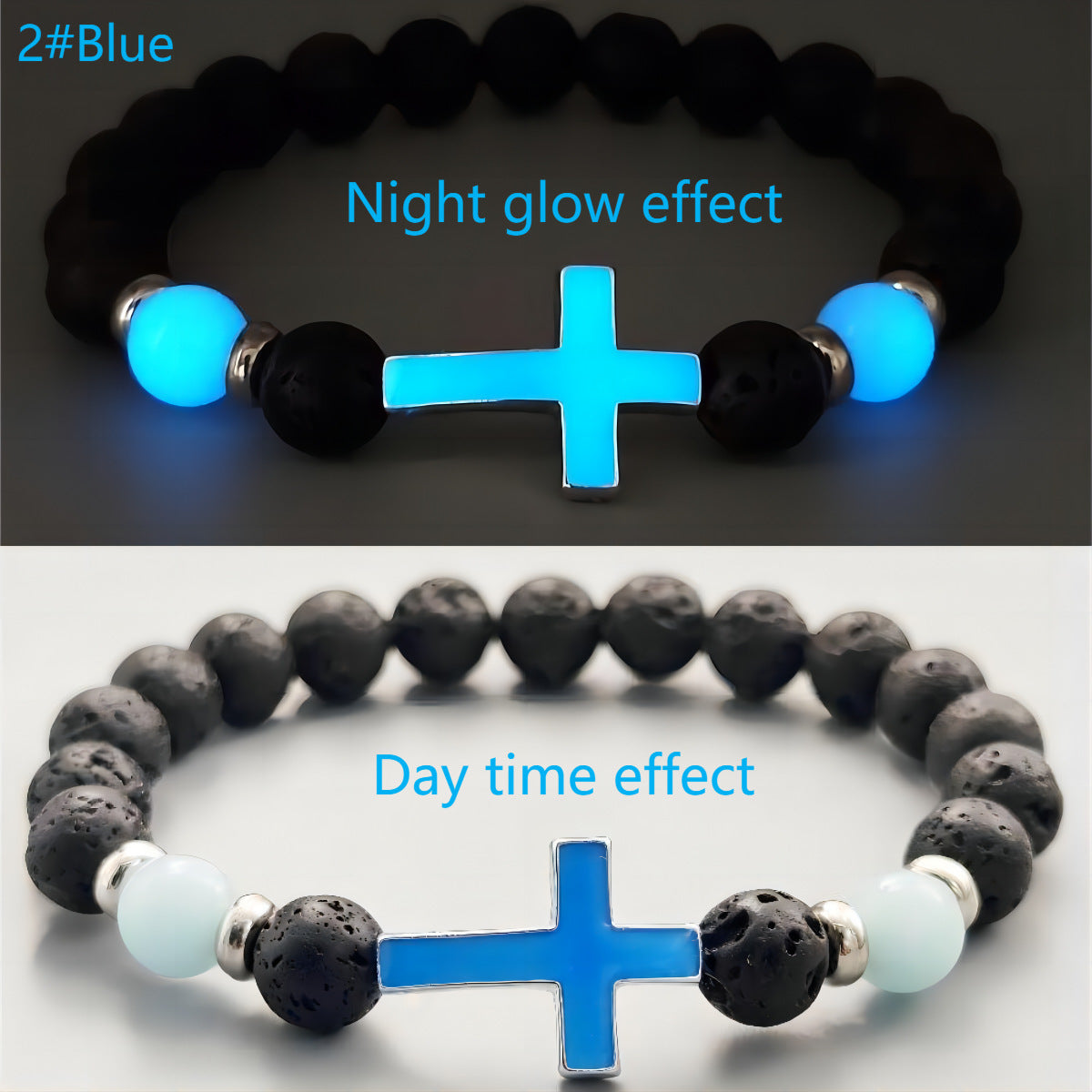 Volcanic Rock Luminous Vintage Bracelet Luminous Cross Bead Bracelet