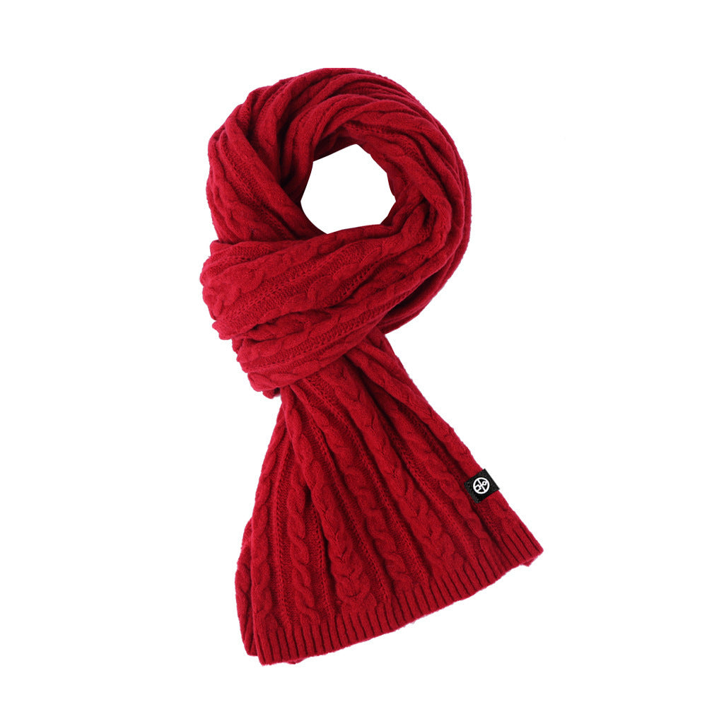 Solid Color Scarf For Women Winter Warm Fashion Versatile Shawl Korean Style Sweet Knitted Woolen Long Scarf