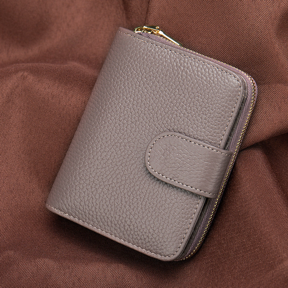 First layer cowhide Korean style ladies wallet