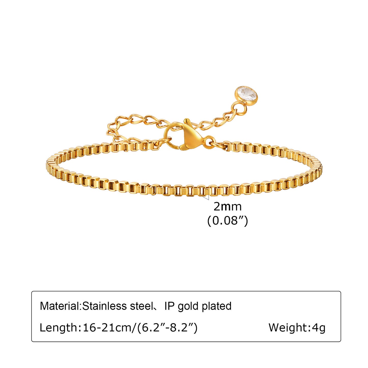 European And American Ornament Personalized Minority Bracelet Stainless Steel Box Chain
