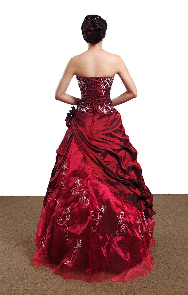 Wedding Dress Handmade Silver Embroidered Taffeta Formal
