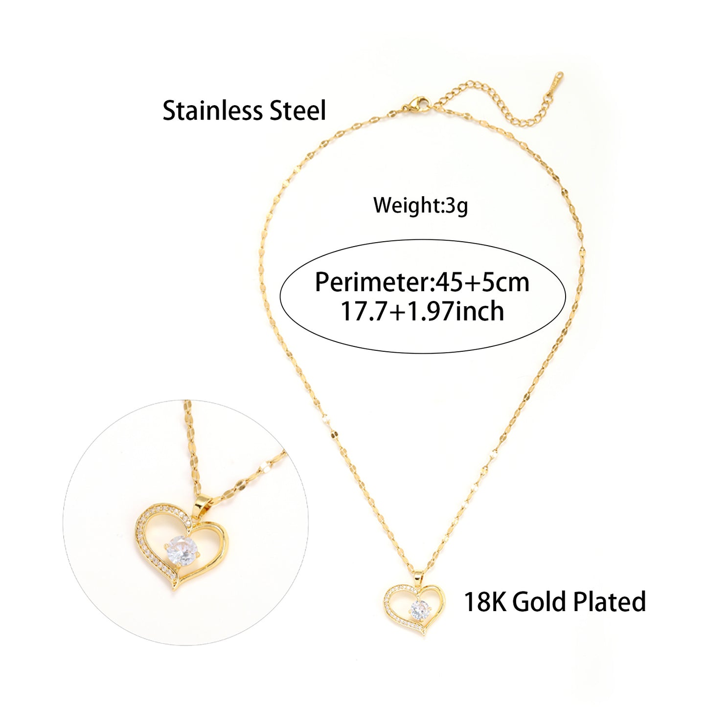 Love Heart-shaped Light Luxury Sparkling Full Diamond Temperament Necklace For Women's Versatile Collarbone Chain Stainless Steel Necklace