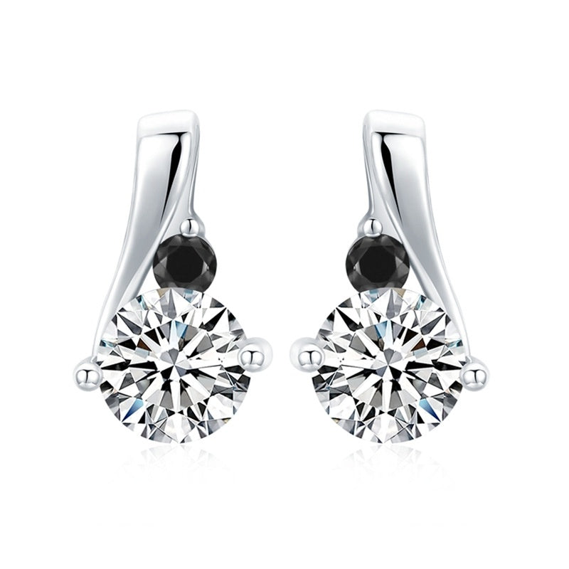 925 Silver Stud Earrings Micro Inlaid Zircon Round