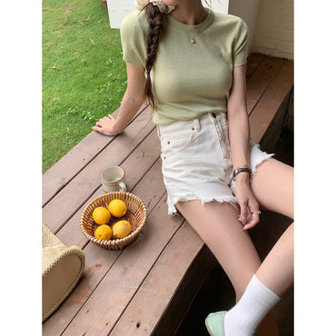 Hot Girl Ripped Frayed Vintage Denim Shorts - Chic Angle