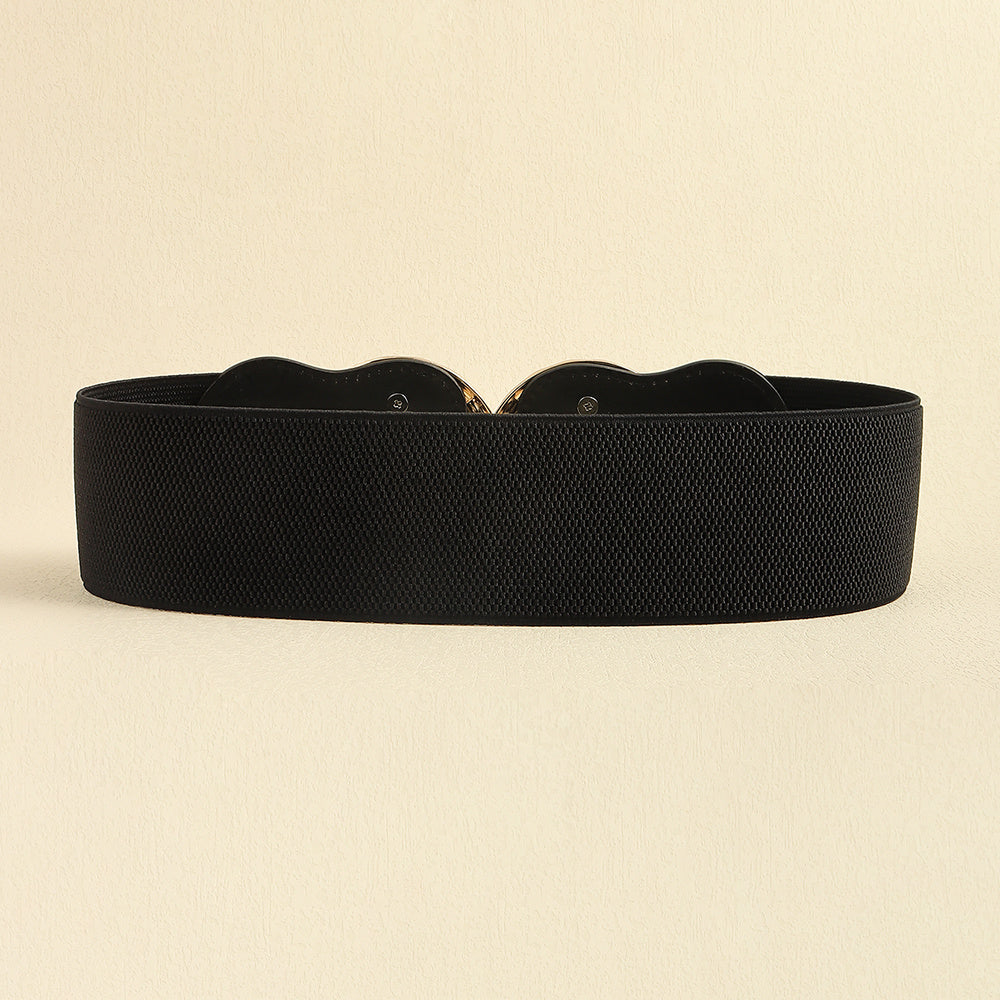Stylish Women's Wide Belt Elastic Elastic Metal Circle With Jacket Shirt-skirt Waist Seal