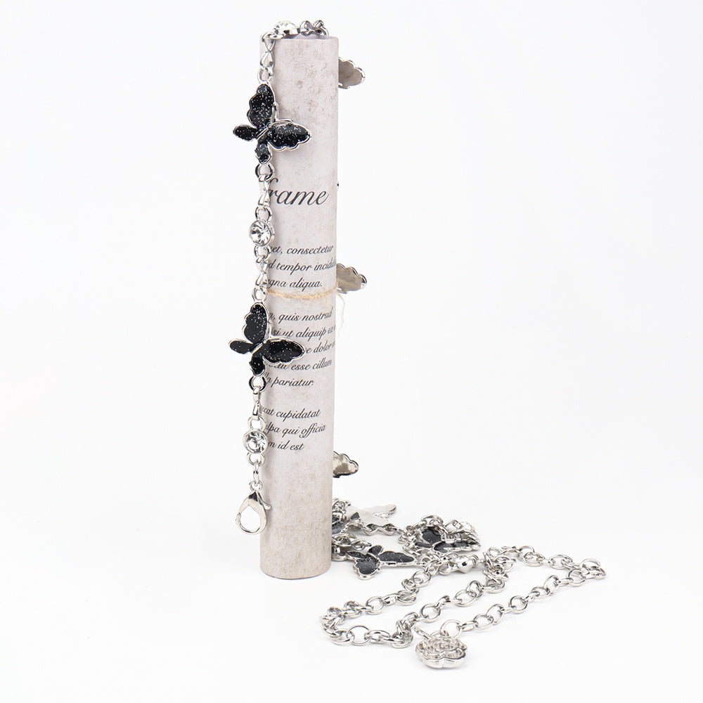 Waist Chain Female Korean Version Butterfly Drop Glue Diamond Personality Chain Hollow Rose Pendant Collocation Dress All Match