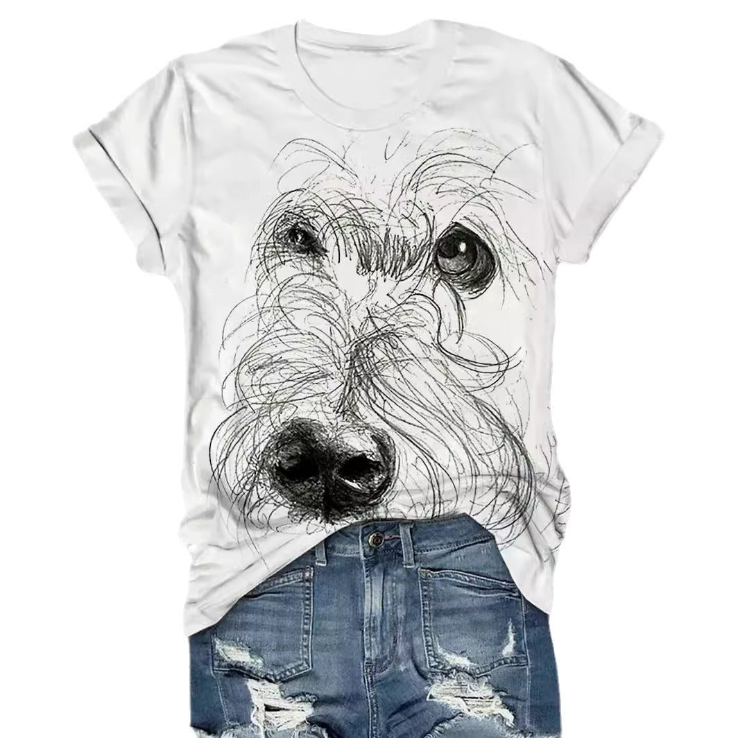 European Hip Hop Series Digital 3D Printing Ladies Street Short-sleeved Sports T-shirt - Chic Angle