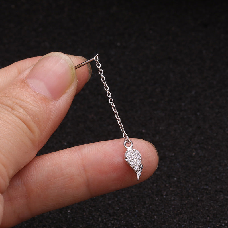 Creative Pendant Earrings Pentagram Zircon Stainless Steel