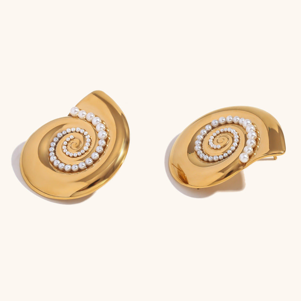 European And American Exaggerated Design Ornament Stainless Steel Plated 18K Jinhailuo Sticky Ear Studs