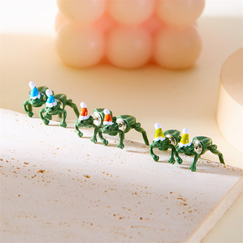 Christmas Stud Earrings Cartoon Creative Frog