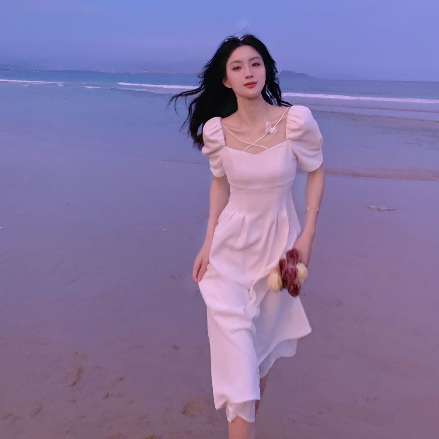 Women's Retro Puff Sleeves Elegant Midi Dress